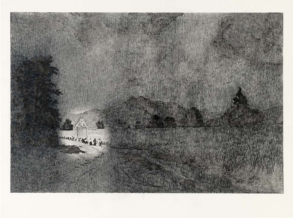 Лада Наконечна. Серія «Демонстрація». 2018. Переносний друк, графіт на папері. 33х25 см